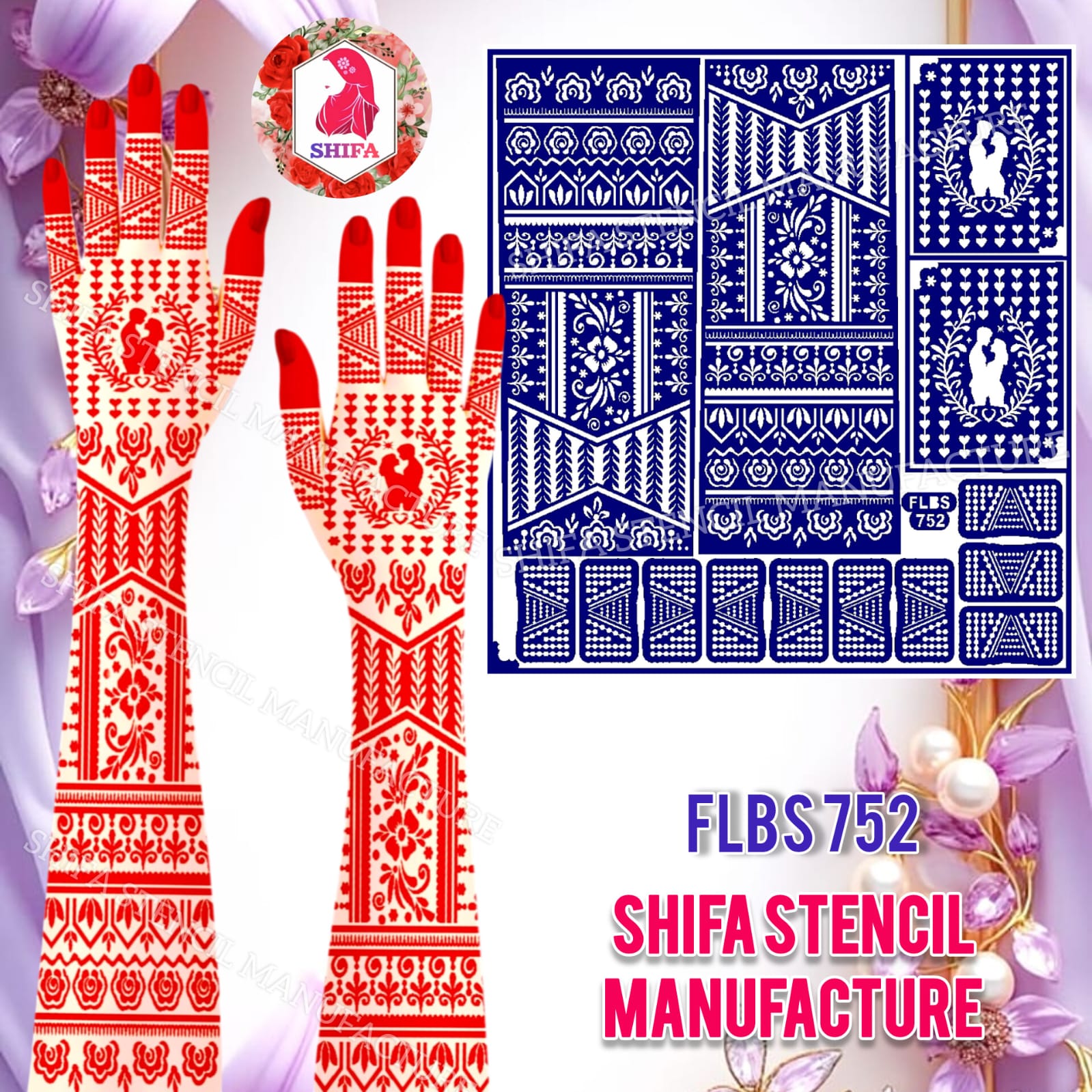 FLBS 752 Dil Se Bandhan Mehndi Sticker Overview Henna Stencil - Shifa Stencil